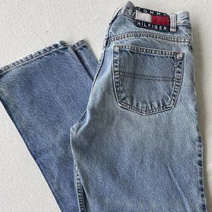 Vintage 1990's Tommy Hilfiger Big Flag Denim Jeans Light Wash Fade 29x31